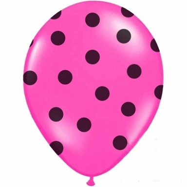 Balónky pastelové růžové s černými puntíky