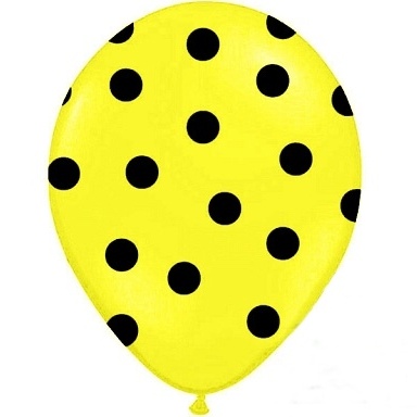 Balónky pastelové žluté s černými puntíky