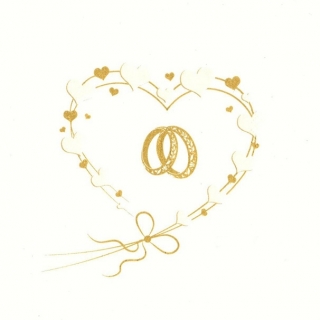 Ubrousky 33x33 cm (20 ks) - srdce svatební zlaté