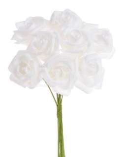 Růže pěnové - svazek 8ks - bílé