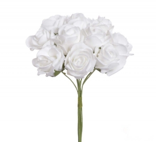 Růže pěnové - 5cm - svazek 10ks - bílé - DOPRODEJ