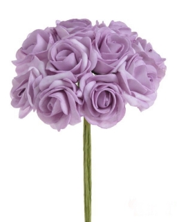 Růže pěnové - 5cm - svazek 10ks - světle fialové