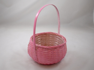 Košíček pro družičku proutěný 18cm - růžový - DOPRODEJ