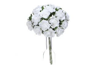 Růže pěnové - 4cm - svazek 18ks - bílé